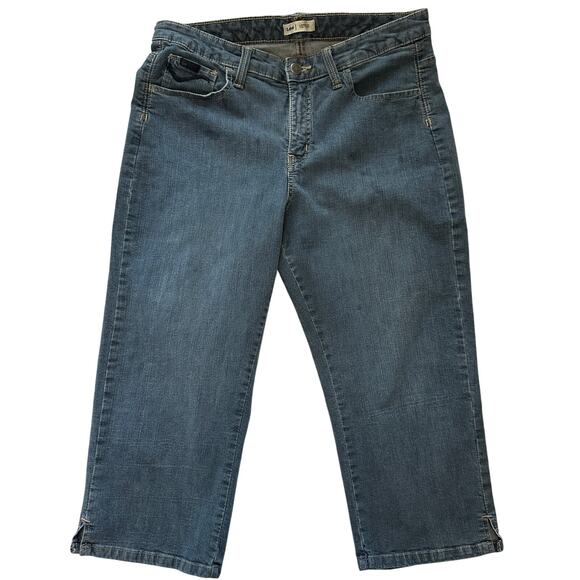 Lee Women’s Cropped Jeans Size 12 Medium Blue Stretch Denim Low Waist - Picture 1 of 7